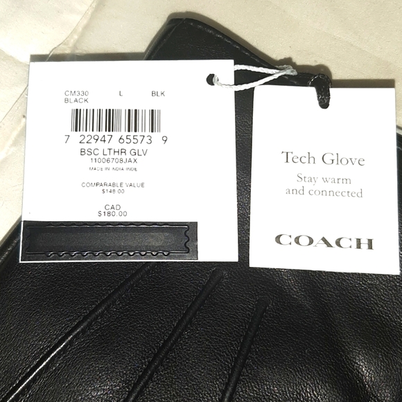 Coach Basic Leather Tech Gloves CM330 *NWT* - Picture 4 of 8